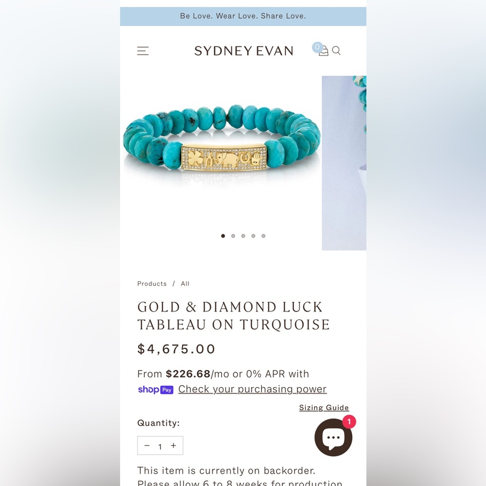 ✨ Sydney Evan 14K Yellow Gold Diamond Luck Tableau Turquoise Beaded Bracelet 💛